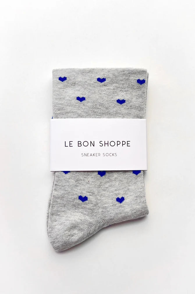Le Bon Shoppe - Heart Sneaker Sock | Melange Grey/Cobalt