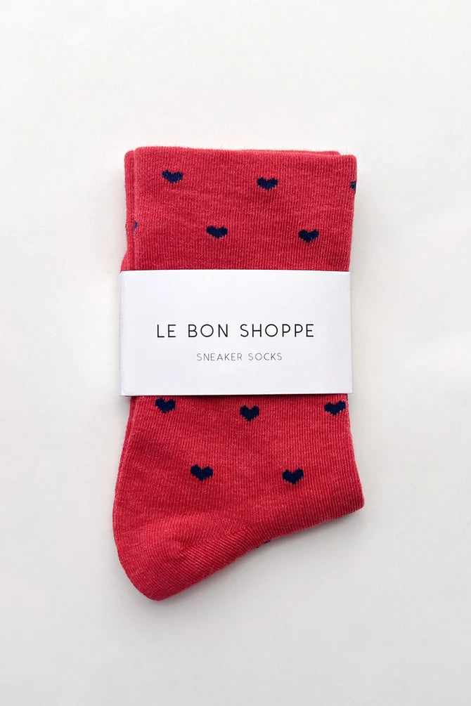 Le Bon Shoppe - Heart Sneaker Sock | Tomato/Navy