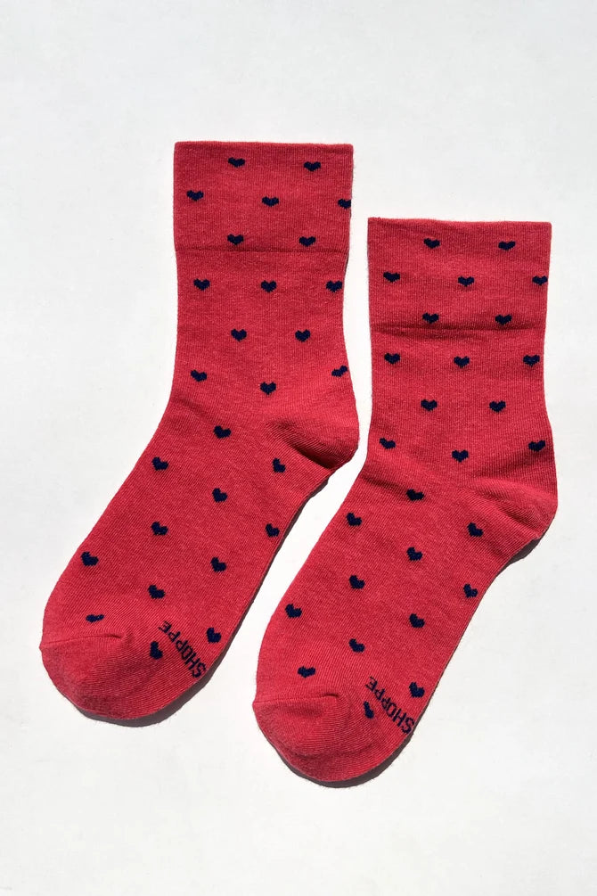 Le Bon Shoppe - Heart Sneaker Sock | Tomato/Navy