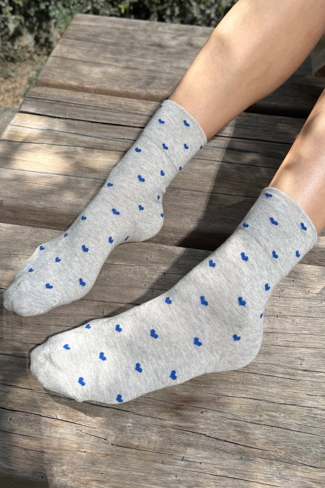 Le Bon Shoppe - Heart Sneaker Sock | Melange Grey/Cobalt