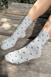 Le Bon Shoppe - Heart Sneaker Sock | Melange Grey/Cobalt
