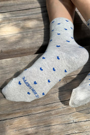 Le Bon Shoppe - Heart Sneaker Sock | Melange Grey/Cobalt