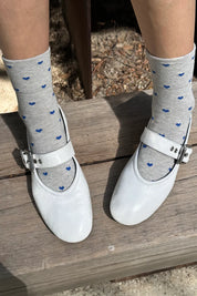 Le Bon Shoppe - Heart Sneaker Sock | Melange Grey/Cobalt
