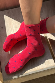 Le Bon Shoppe - Heart Sneaker Sock | Tomato/Navy