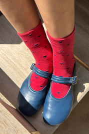 Le Bon Shoppe - Heart Sneaker Sock | Tomato/Navy