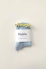 Le Bon Shoppe - The Petite Ruffled Hugger Crew Socks | Baby Blue/Butter