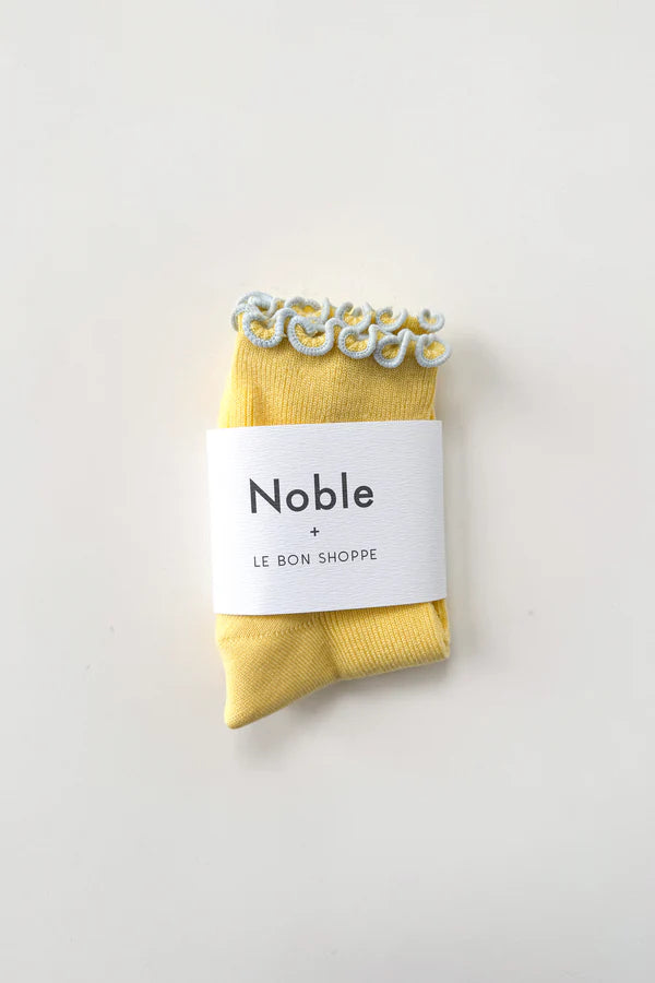Le Bon Shoppe - The Petite Ruffled Hugger Crew Socks | Butter/Baby Blue