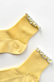 Le Bon Shoppe - The Petite Ruffled Hugger Crew Socks | Butter/Baby Blue