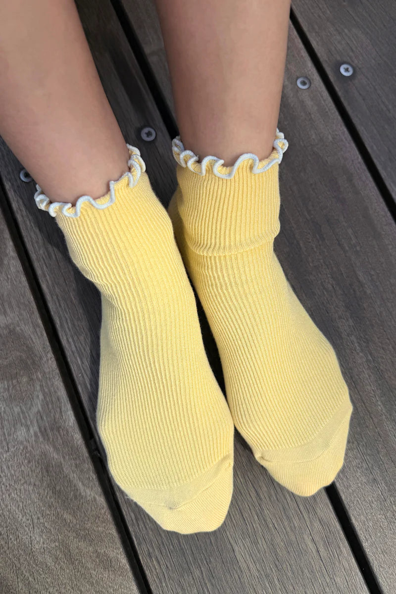 Le Bon Shoppe - The Petite Ruffled Hugger Crew Socks | Butter/Baby Blue