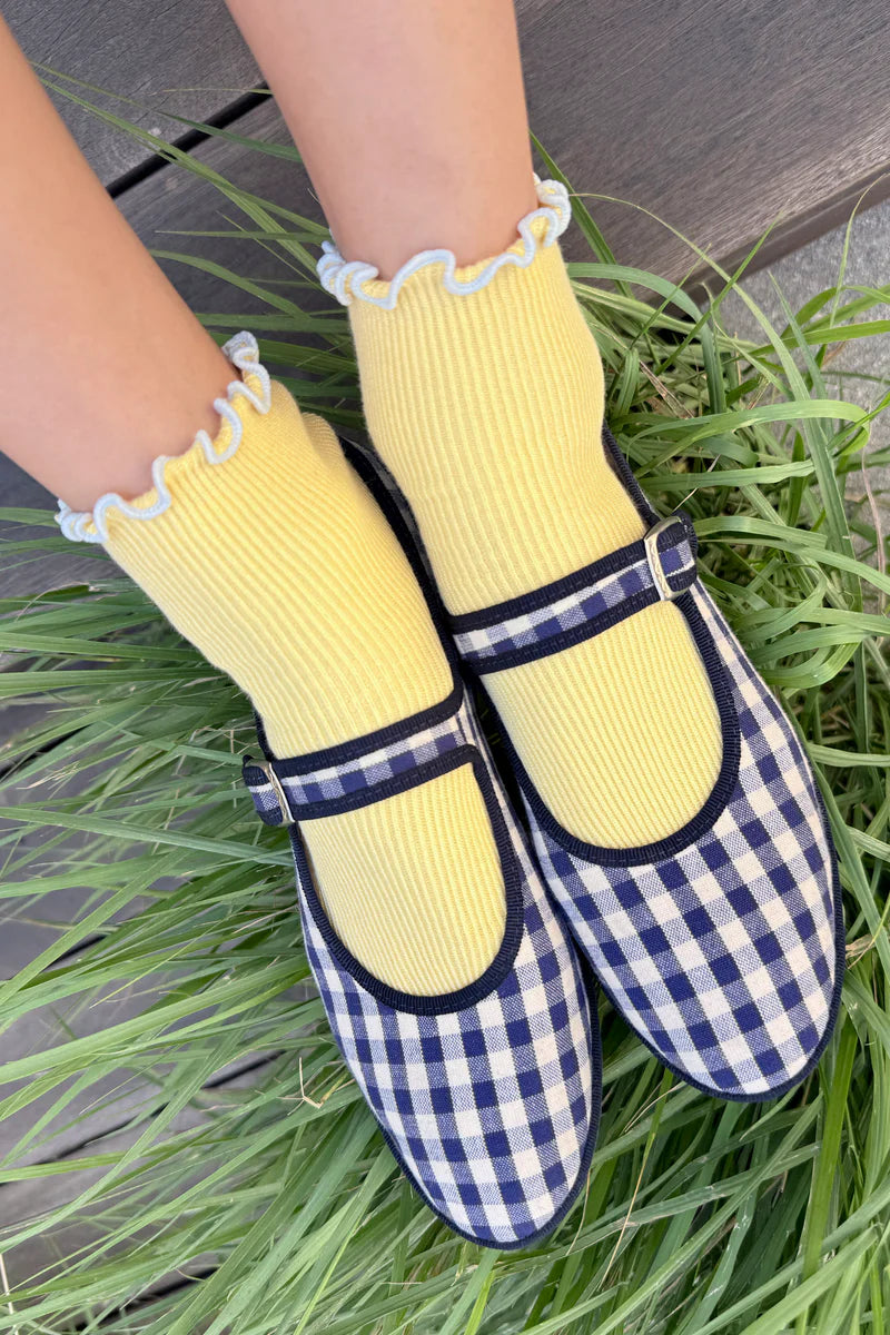 Le Bon Shoppe - The Petite Ruffled Hugger Crew Socks | Butter/Baby Blue
