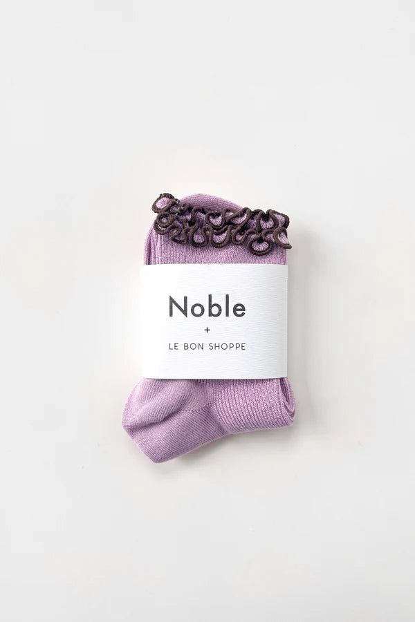 Le Bon Shoppe - The Petite Ruffled Hugger Crew Socks | Lilac/Brown