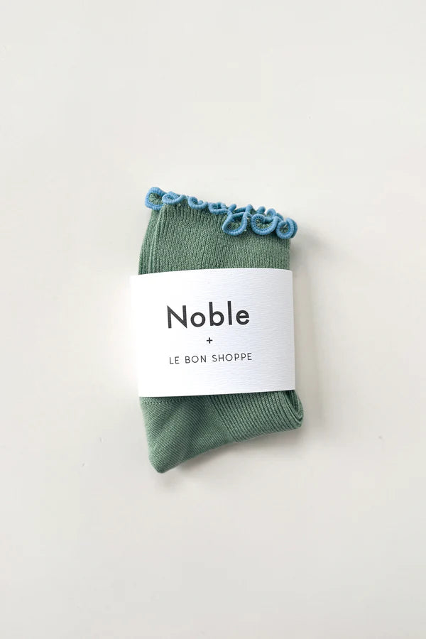 Le Bon Shoppe - The Petite Ruffled Hugger Crew Socks | Sea Glass/Powder Blue