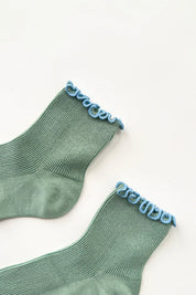 Le Bon Shoppe - The Petite Ruffled Hugger Crew Socks | Sea Glass/Powder Blue