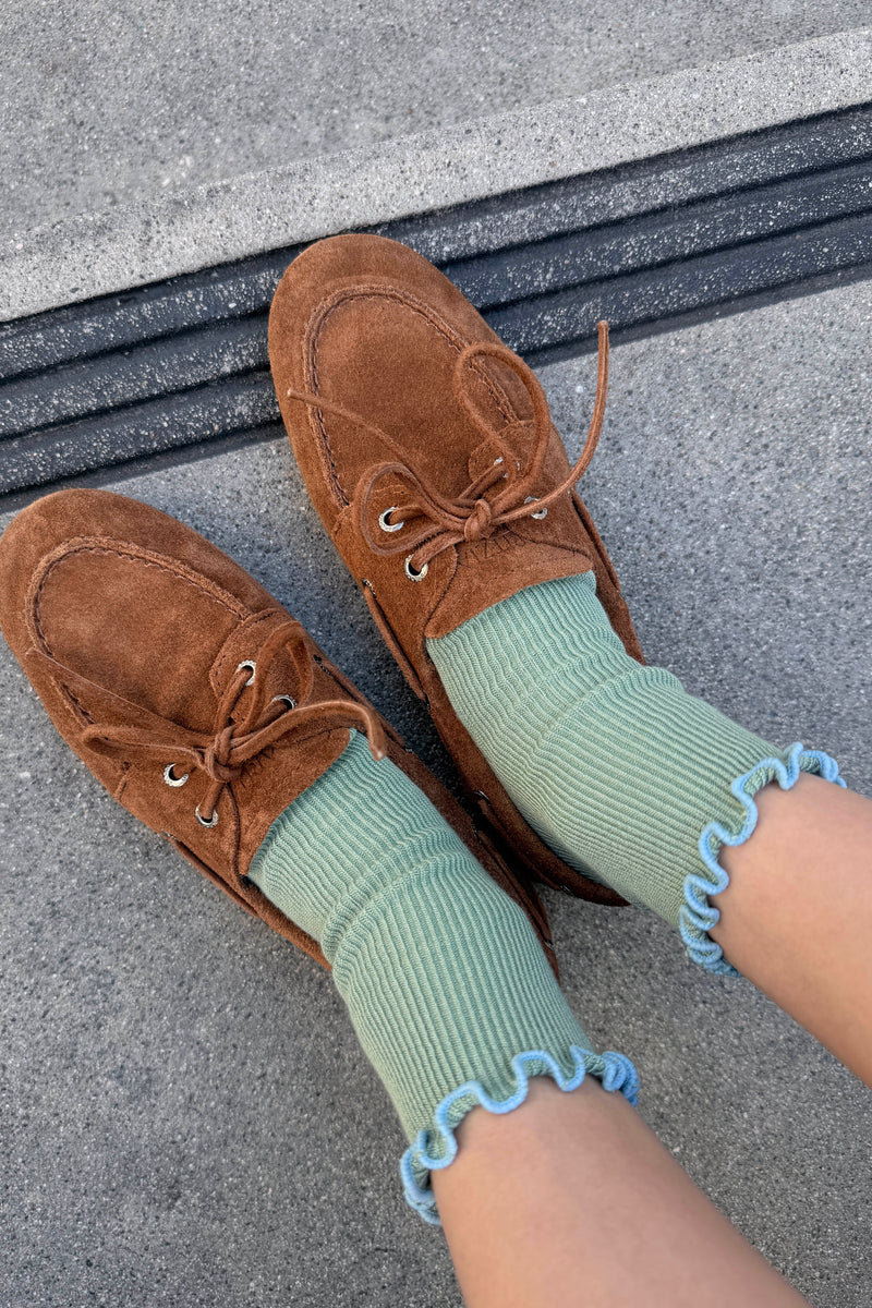 Le Bon Shoppe - The Petite Ruffled Hugger Crew Socks | Sea Glass/Powder Blue