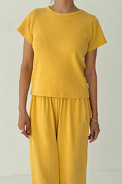 Le Bon Shoppe - Pointelle Babe Tee | Deep Yellow