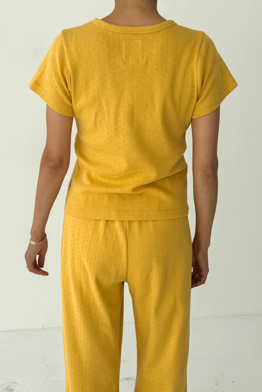 Le Bon Shoppe - Pointelle Babe Tee | Deep Yellow