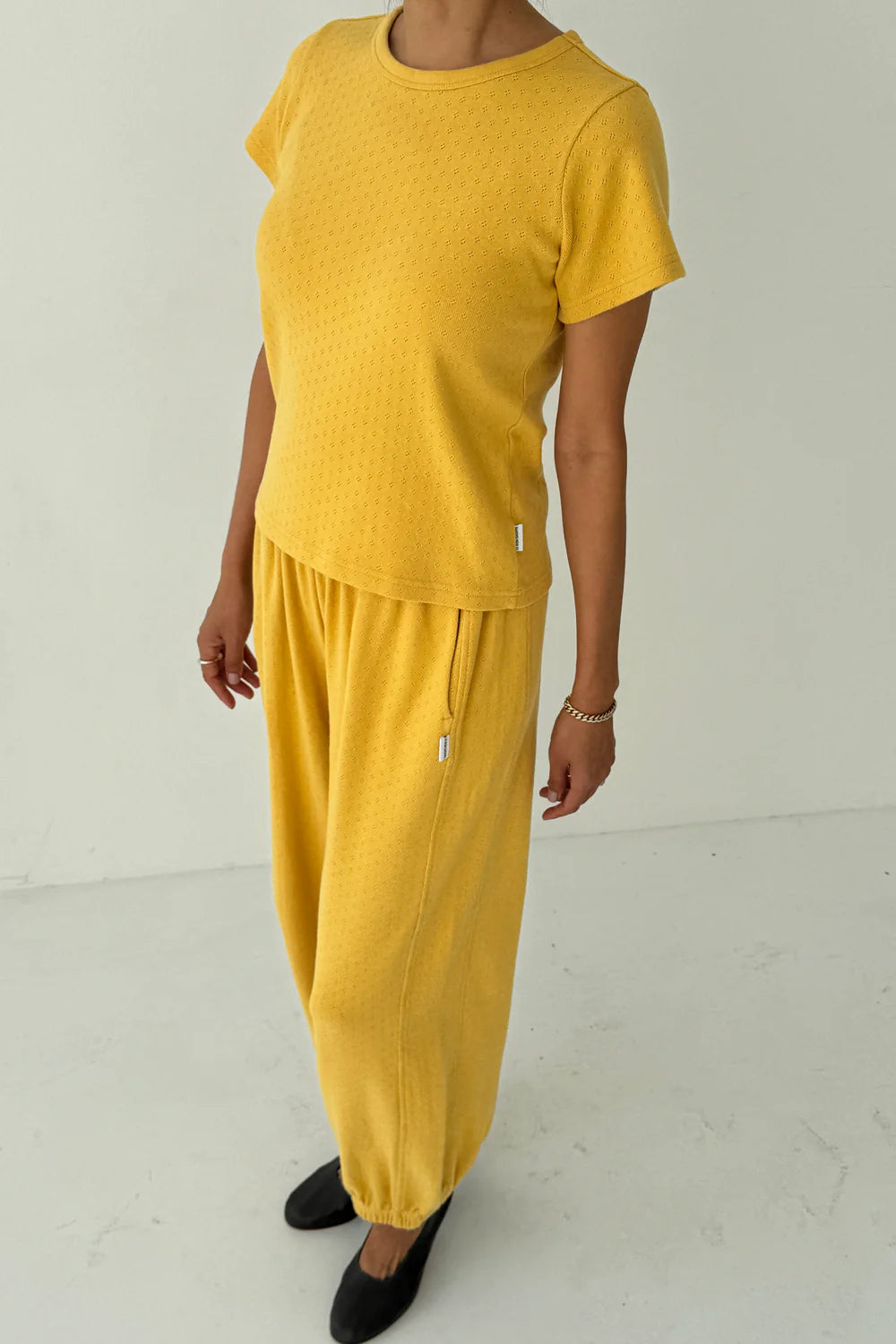 Le Bon Shoppe - Pointelle Babe Tee | Deep Yellow