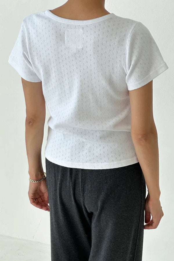 Le Bon Shoppe - Pointelle Babe Tee | Snow White