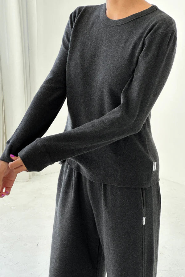 Le Bon Shoppe - Pointelle Fundamental Tee | Charcoal