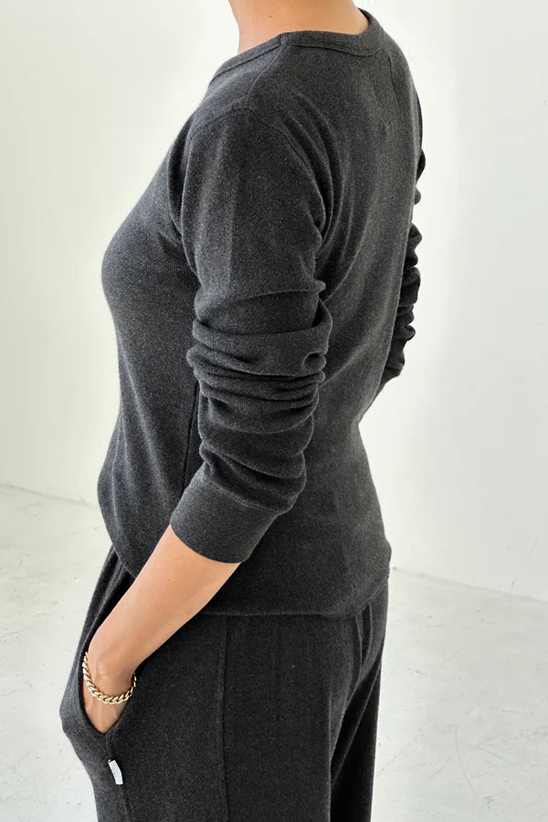 Le Bon Shoppe - Pointelle Fundamental Tee | Charcoal