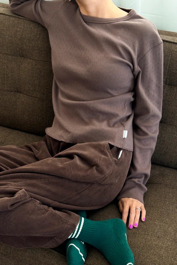 Le Bon Shoppe - Pointelle Fundamental Tee | Chocolate