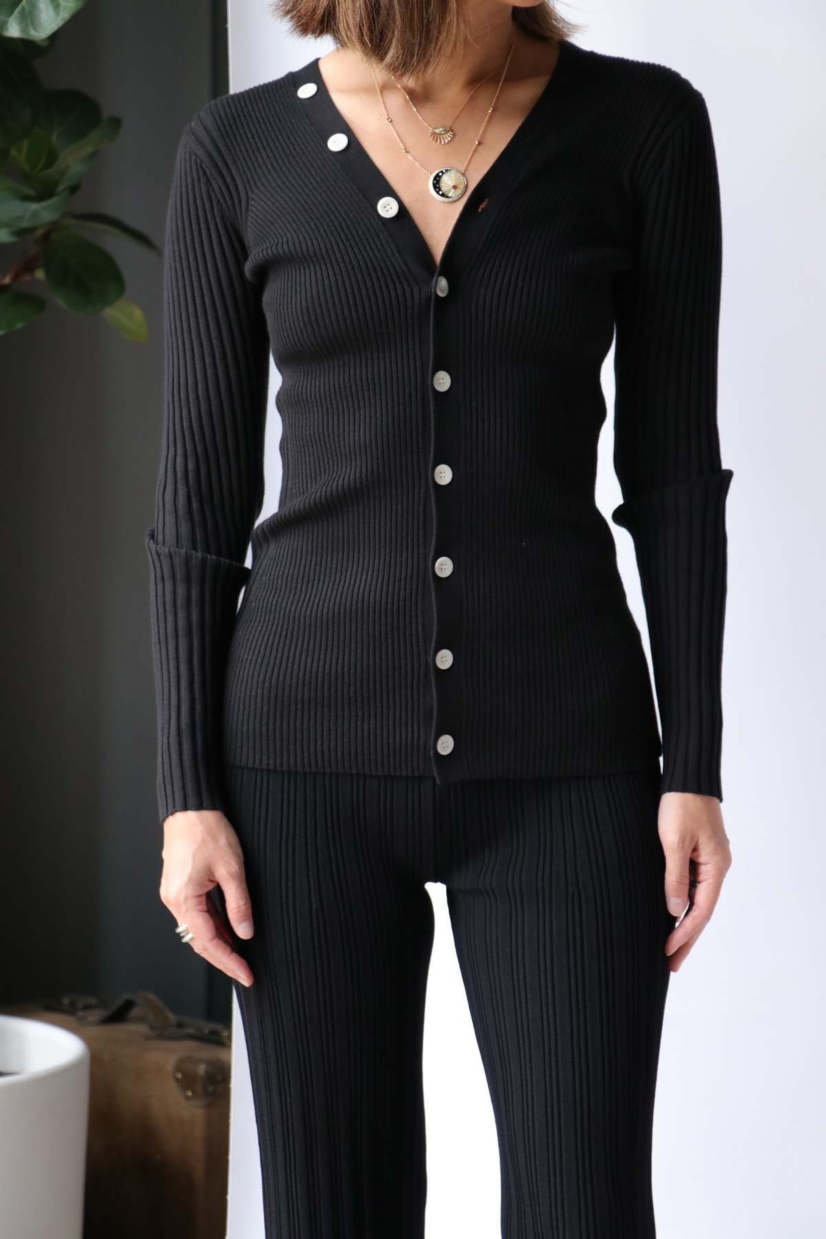 Proenza Schouler White Label Cotton Cashmere Cutout Cardigan (L)