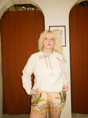 Sessun Marcia Cream Ribbed Sweater (L)