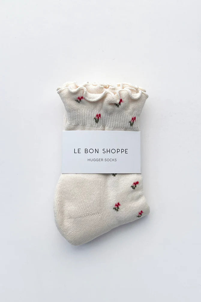Le Bon Shoppe - Petal Ruffled Hugger Crew Socks | Cream Petal