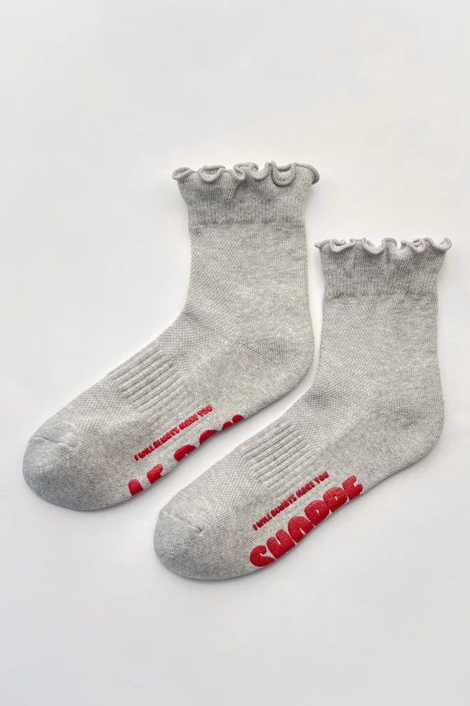 Le Bon Shoppe - Ruffled Hugger Crew Socks | Ht. Grey