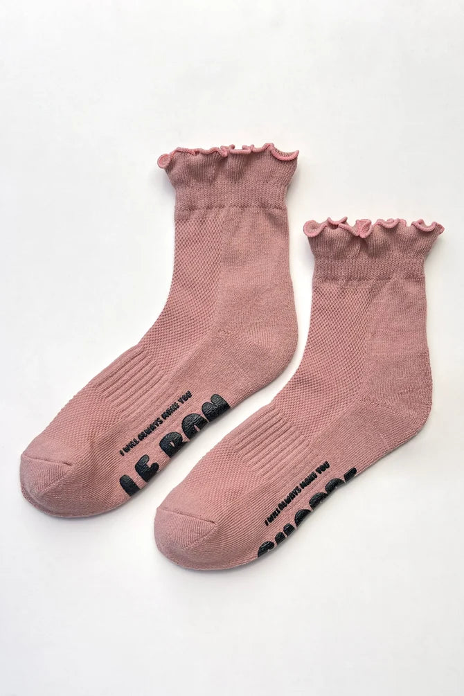 Le Bon Shoppe - Ruffled Hugger Crew Socks | Vintage Pink