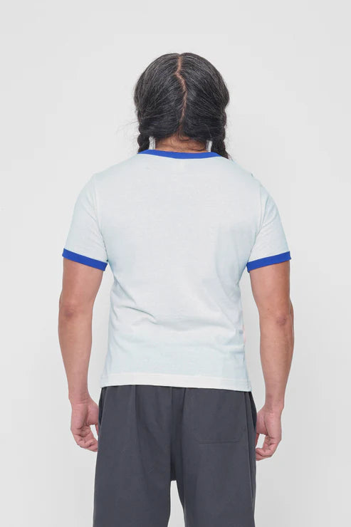 Everybody. World - Ringer Trash Tee | Lapis
