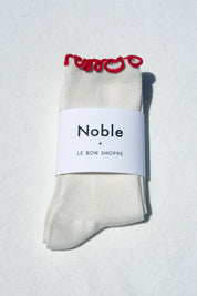 Le Bon Shoppe - Ruffled Modla Socks | Cream / Red Edge