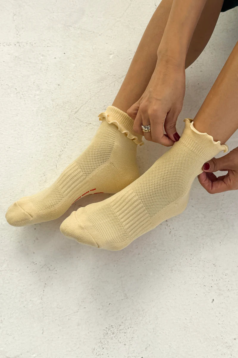 Le Bon Shoppe - Ruffled Hugger Crew Socks | Banana Cream