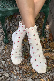 Le Bon Shoppe - Petal Ruffled Hugger Crew Socks | Cream Petal