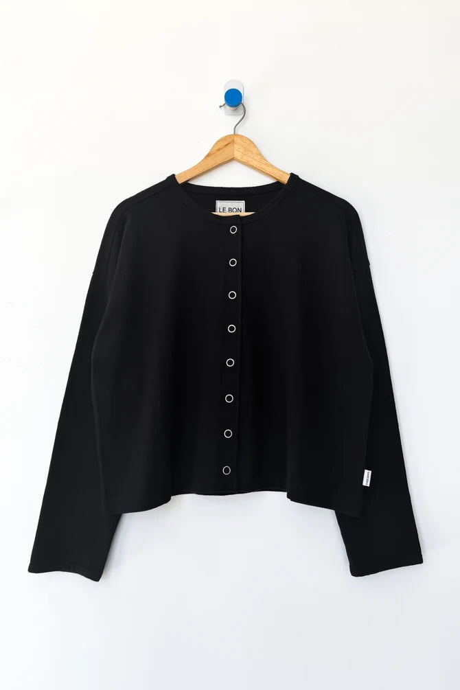 Le Bon Shoppe - Soft Jersey Snap Cardigan | Black