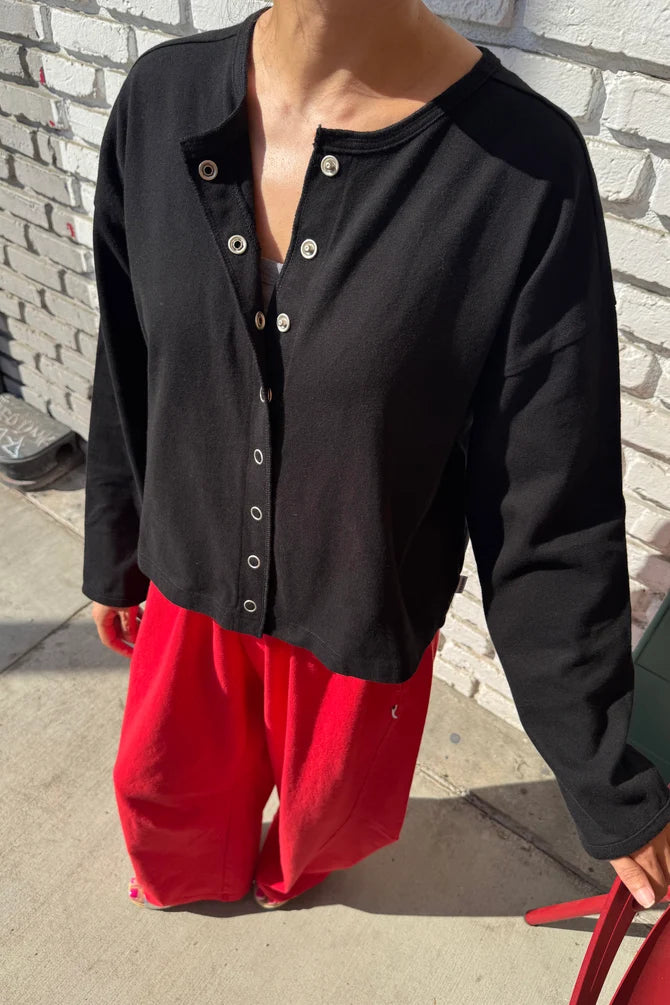 Le Bon Shoppe - Soft Jersey Snap Cardigan | Black