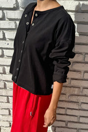 Le Bon Shoppe - Soft Jersey Snap Cardigan | Black