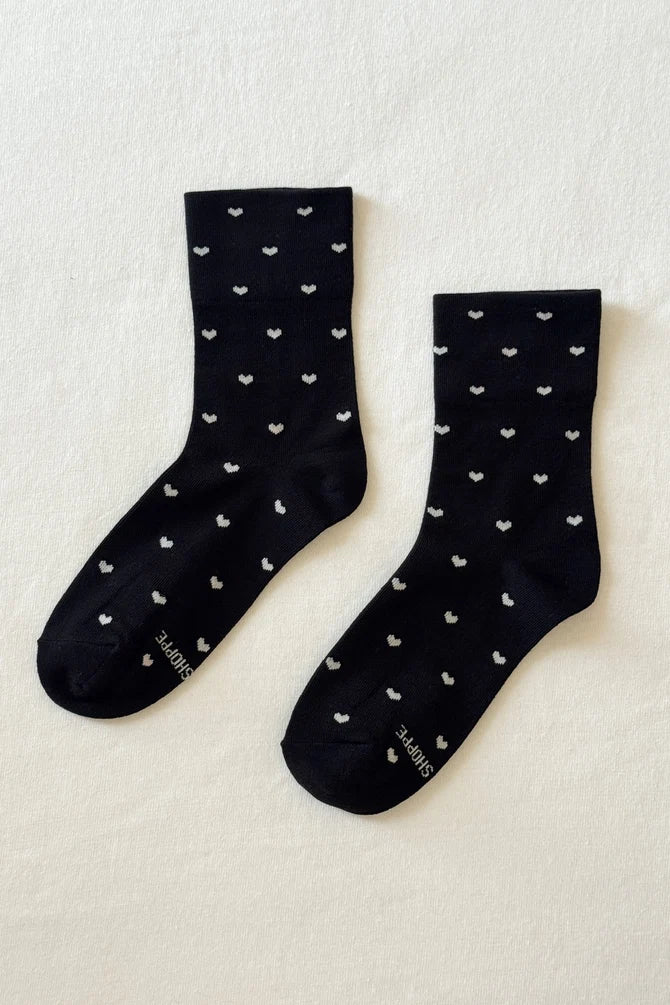 Le Bon Shoppe - Heart Sneaker Sock | Black/Cream
