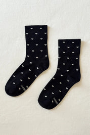 Le Bon Shoppe - Heart Sneaker Sock | Black/Cream