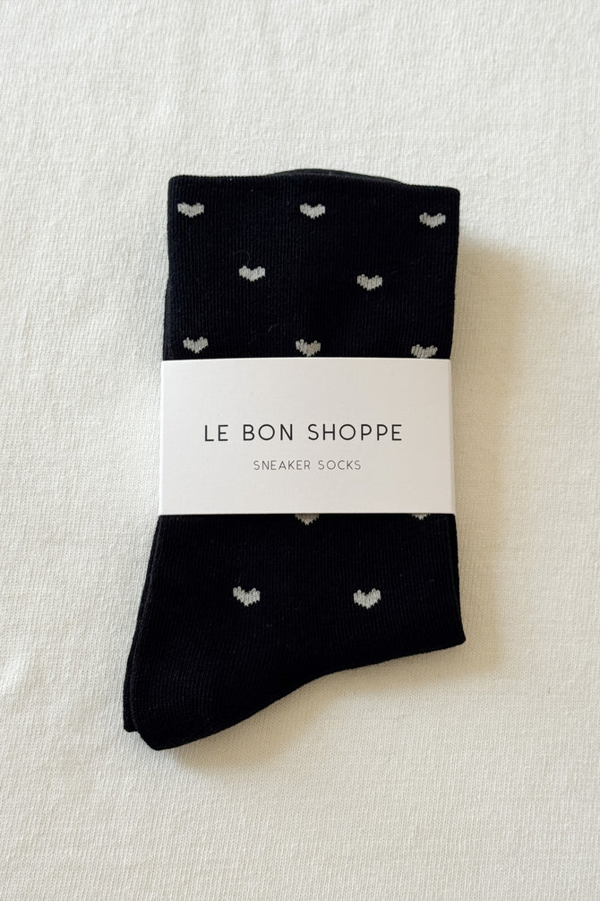Le Bon Shoppe - Heart Sneaker Sock | Black/Cream