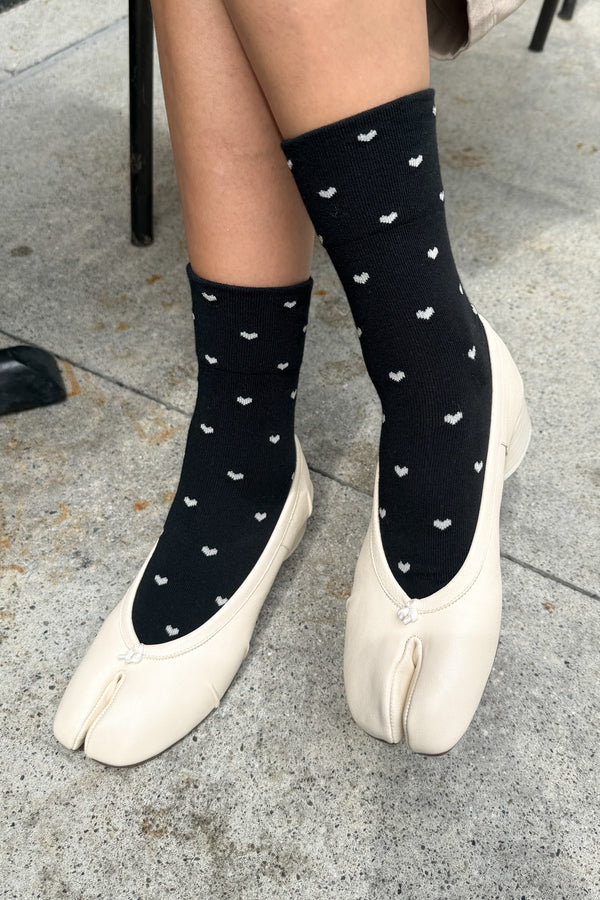 Le Bon Shoppe - Heart Sneaker Socks | Black/Cream