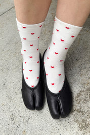 Le Bon Shoppe - Heart Sneaker Socks | White/Red