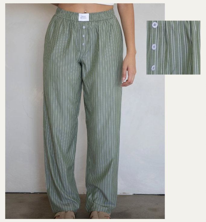 Things Between - Striped Boxer Pants | Olive