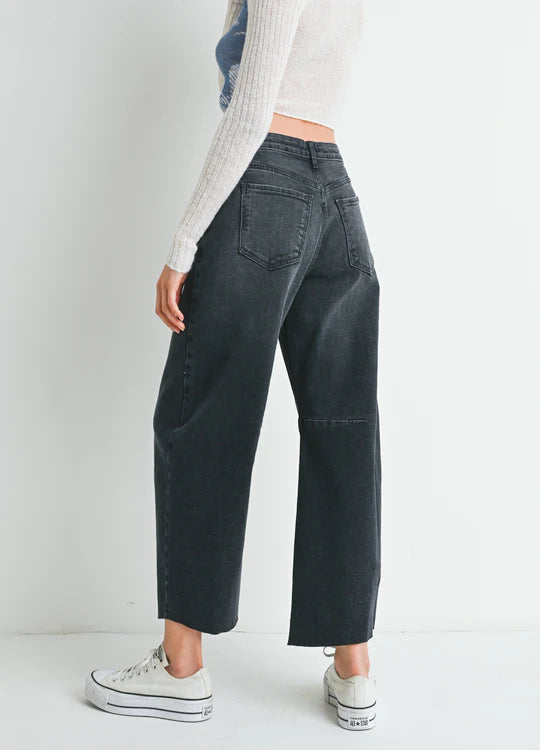 Just Black Denim - Seamed Barrel Jean | Washed Black