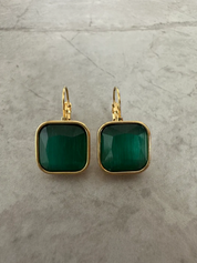 Saint Fatale - Square Green Stone Earrings