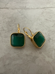 Saint Fatale - Square Green Stone Earrings