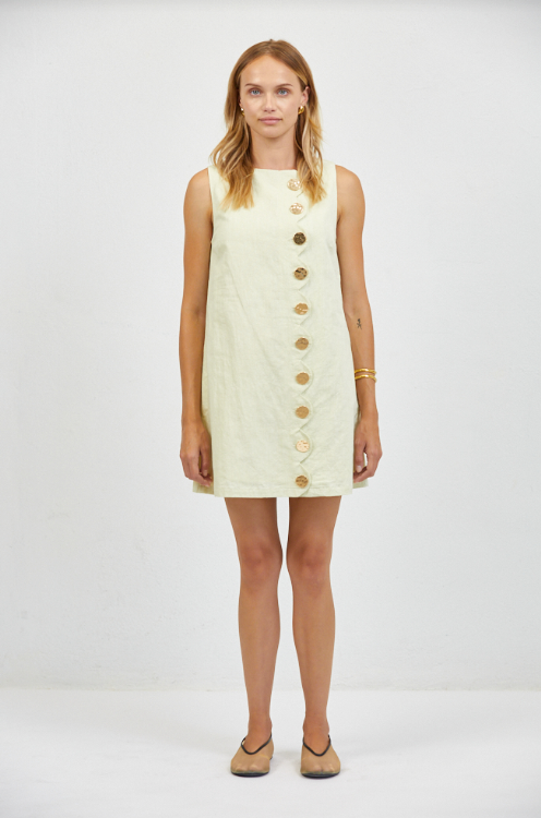 a.ren - Mod Buttoned Dress | Pastel Yellow