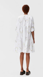 Ganni Tiered Floral-Print Organic Cotton Poplin Mini Dress (L/42)