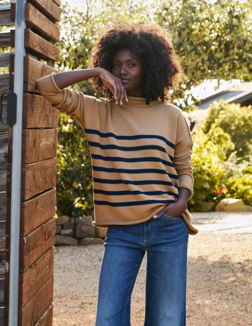 Frank & Eileen Tan "Monterey" Rolled Funnel Neck Sweater (M)