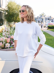 Frank & Eileen White "Monterey" Rolled Funnel Neck Sweater (M)